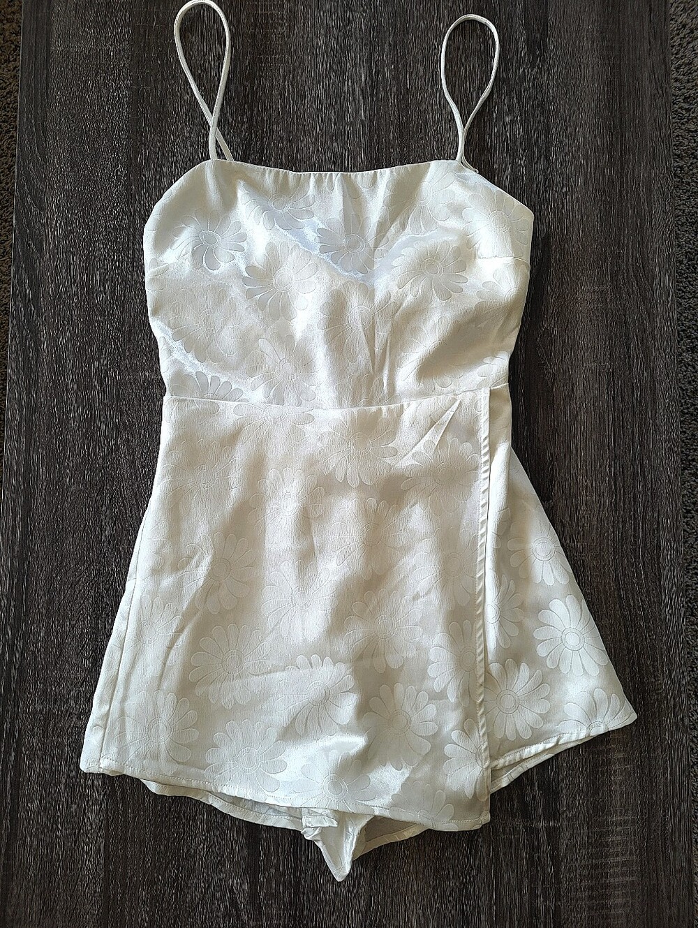 Cotton Candy LA Ivory Daisy Jacquard Bow Back Cutout Romper